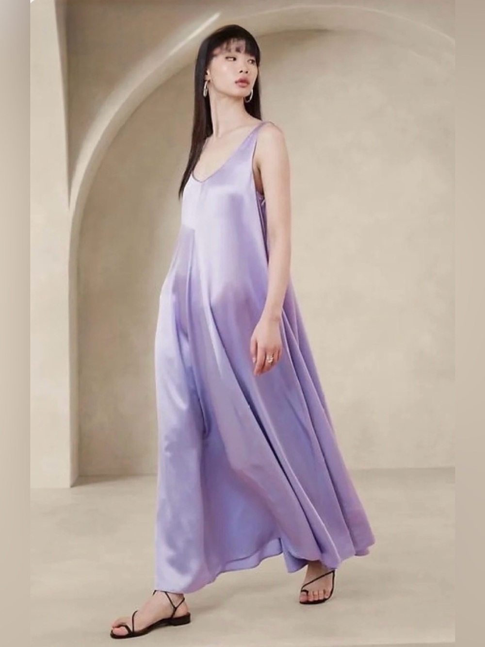 Banana Republic Serenade Lavender Silk Slip Maxi Dress NWT size small